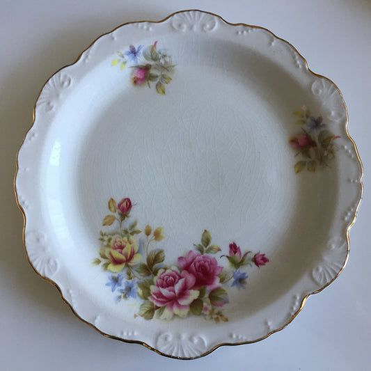 Vintage Old Foley James Kent Decorative Plate Art Deco Floral Pattern, Scalloped Rim