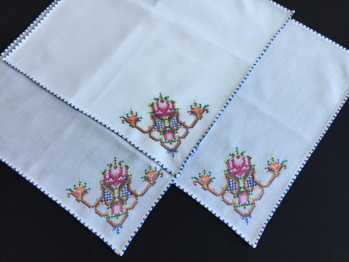 Vintage Cross Stitch Hand Embroidered Cotton Reusable Napkins