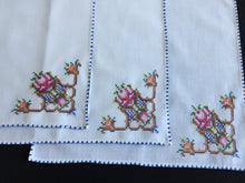 Load image into Gallery viewer, Vintage Cross Stitch Hand Embroidered Cotton Reusable Napkins