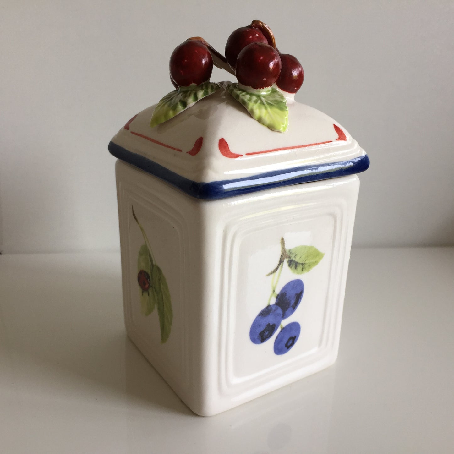 Villeroy & Boch 'Cottage Charm' Ceramic Canisters Pair | Jam Jars | Cherry | Blueberry