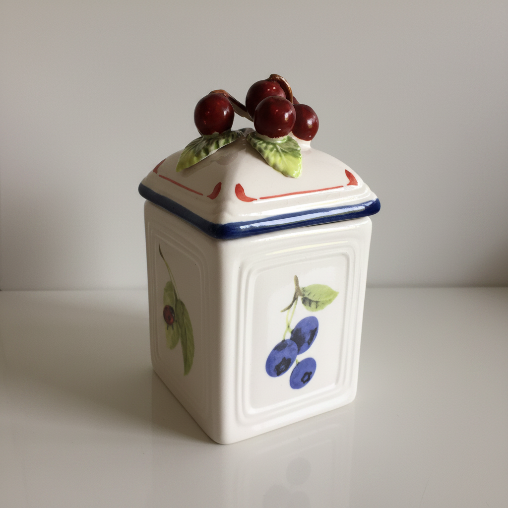 Villeroy & Boch 'Cottage Charm' Ceramic Canisters Pair | Jam Jars | Cherry | Blueberry