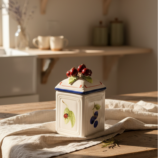 Villeroy & Boch 'Cottage Charm' Ceramic Canisters Pair | Jam Jars | Cherry | Blueberry