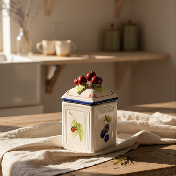 Villeroy & Boch 'Cottage Charm' Ceramic Canisters Pair | Jam Jars | Cherry | Blueberry