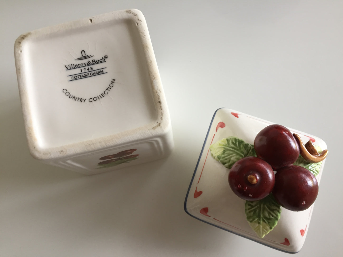 Villeroy & Boch 'Cottage Charm' Ceramic Canisters Pair | Jam Jars | Cherry | Blueberry