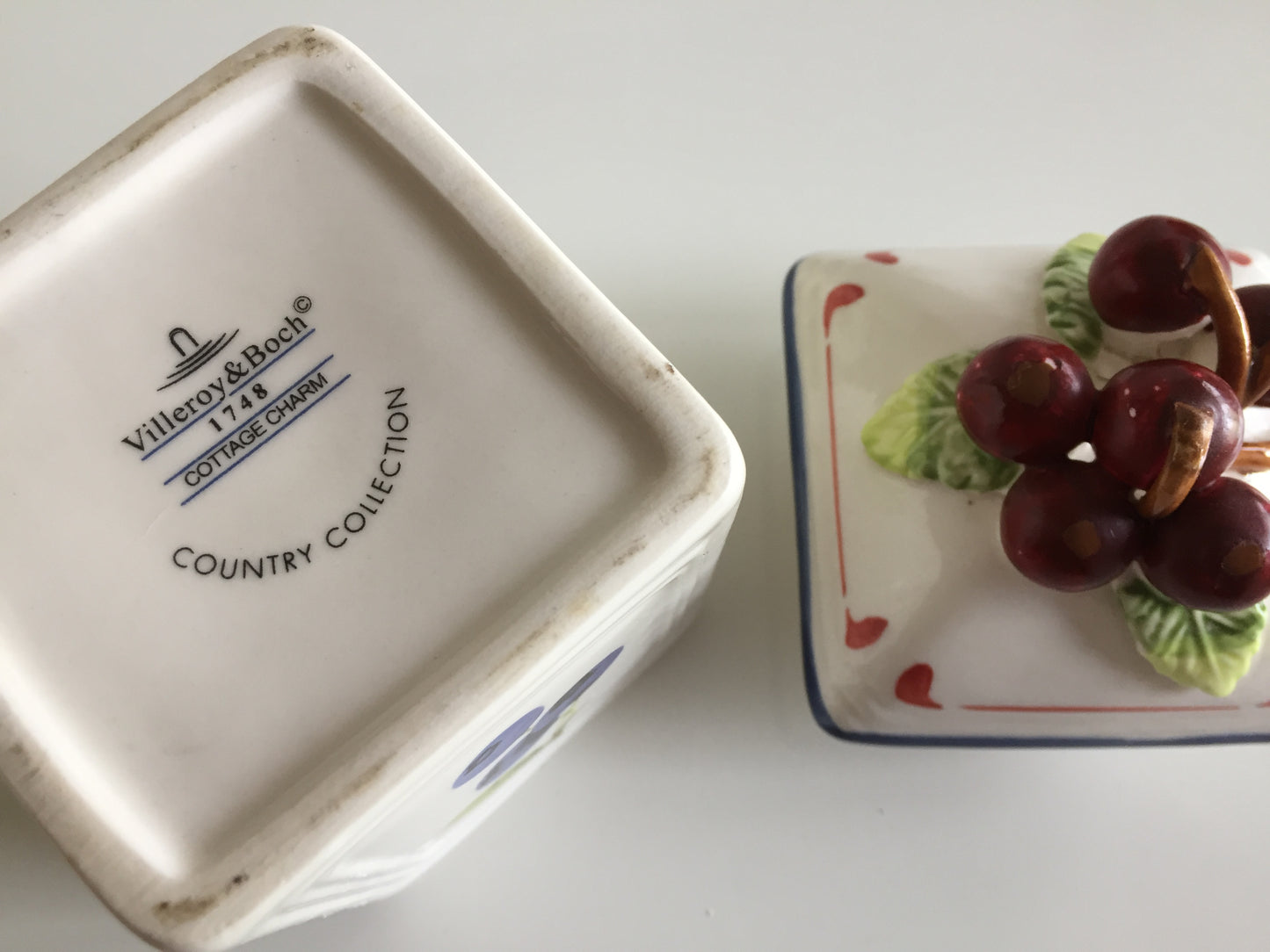 Villeroy & Boch 'Cottage Charm' Ceramic Canisters Pair | Jam Jars | Cherry | Blueberry