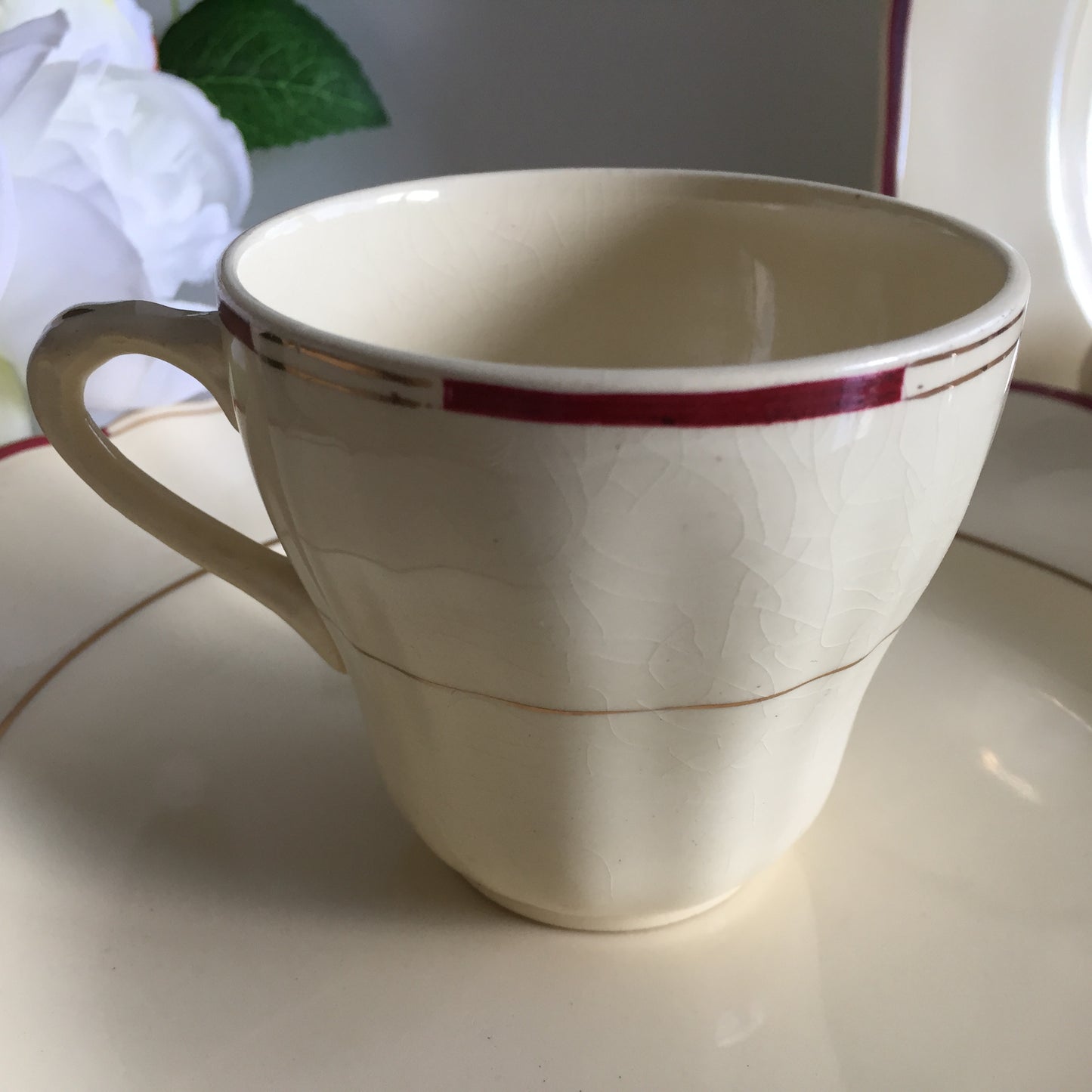 Vintage J G Meakin Porcelain Dinner Set Replacements Burgundy/Ivory & Gold Cca 1940s