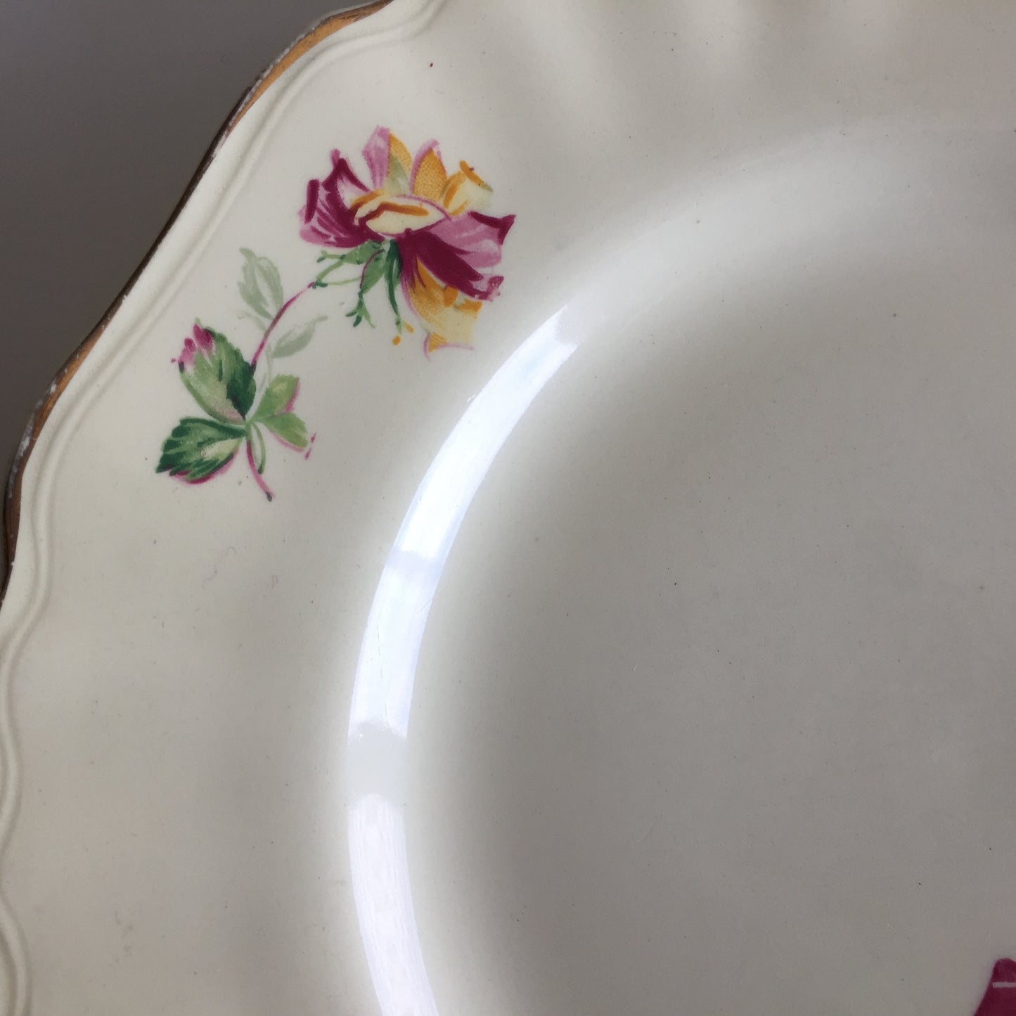 Vintage J & G Meakin English Rose Dinner, Salad or Side Plate, Ivory, Gold Trim