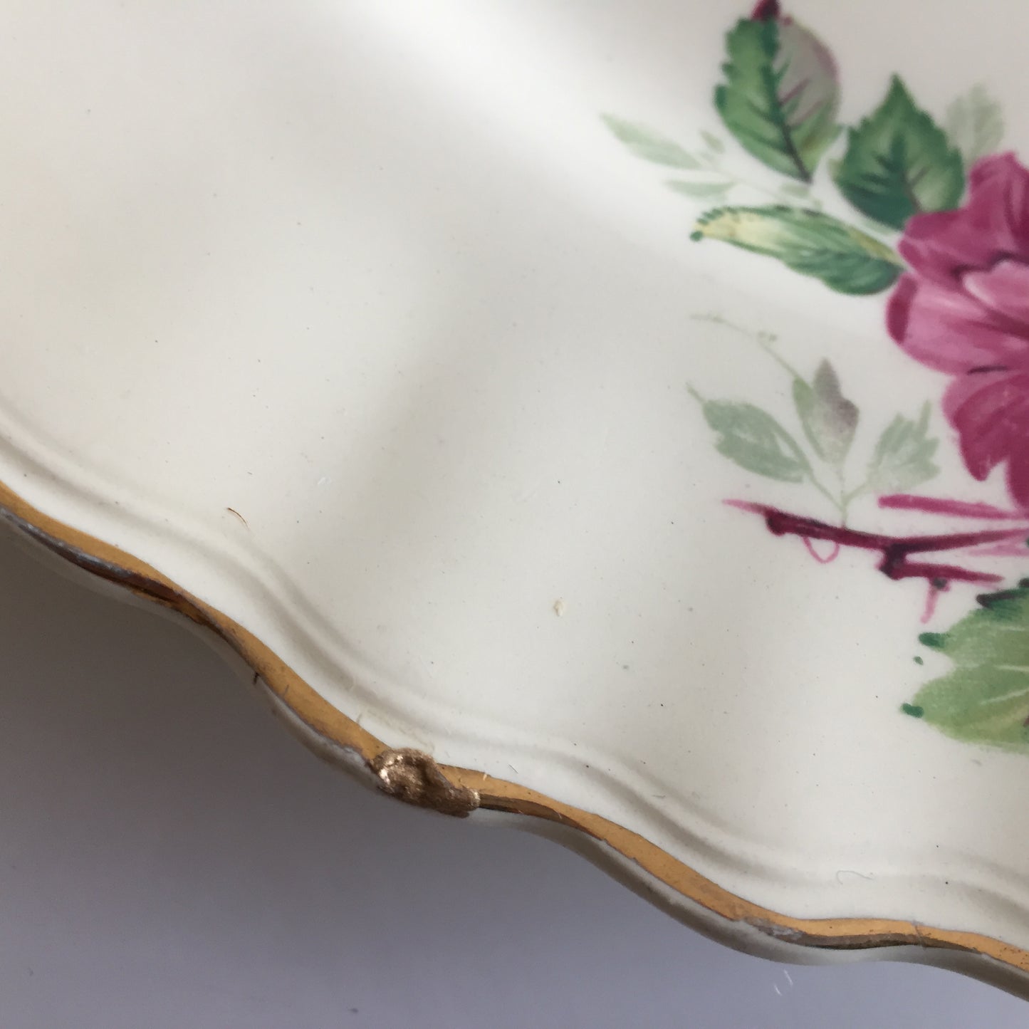 Vintage J & G Meakin English Rose Dinner, Salad or Side Plate, Ivory, Gold Trim
