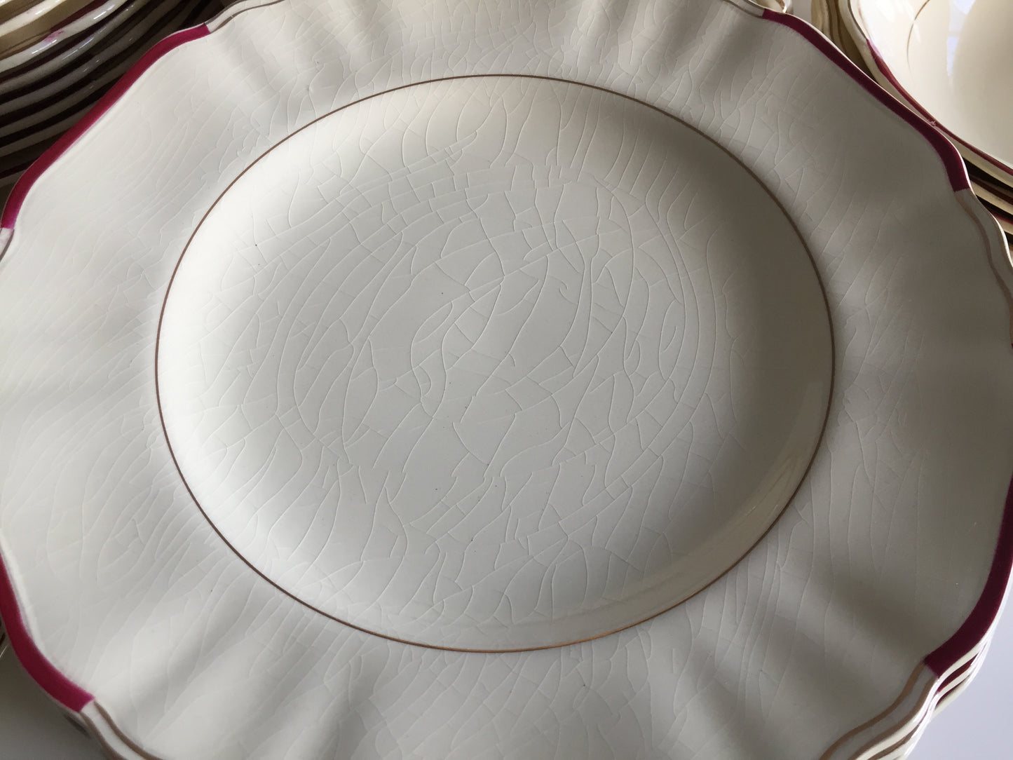 Vintage J G Meakin Porcelain Dinner Set Replacements Burgundy/Ivory & Gold Cca 1940s