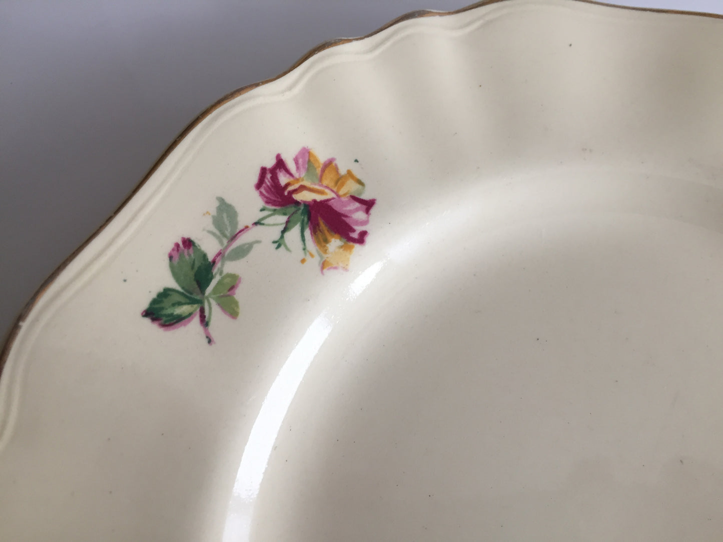 Vintage J & G Meakin English Rose Dinner, Salad or Side Plate, Ivory, Gold Trim