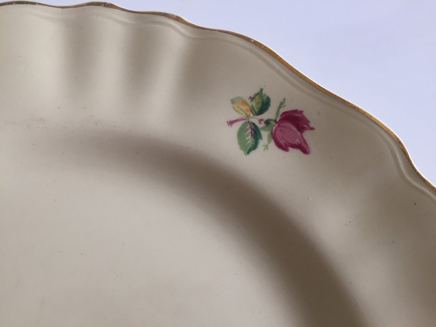 Vintage J & G Meakin English Rose Dinner, Salad or Side Plate, Ivory, Gold Trim
