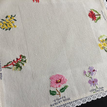 Load image into Gallery viewer, Large Vintage Cross Stitch Embroidered Table Centre Doily with Australian Native Flowers