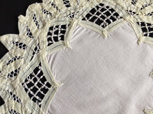 Load image into Gallery viewer, Handmade Vintage Beige Cotton 12" Battenburg/Bordeaux Lace Doily