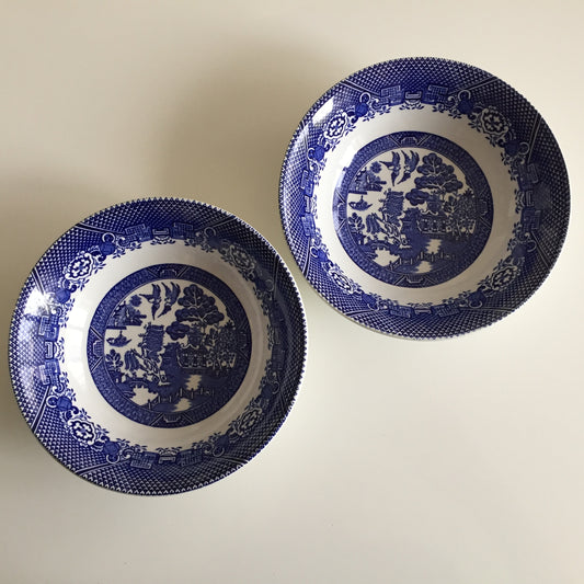 Oriental Blue Willow Ceramic Dinnerware Woods Ware Made in England