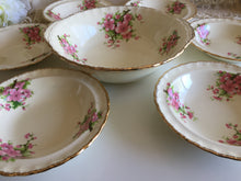 Load image into Gallery viewer, Vintage Crempetal Grindley Peach Blossom Pattern Compote/Dessert Bowls 7 Piece Set