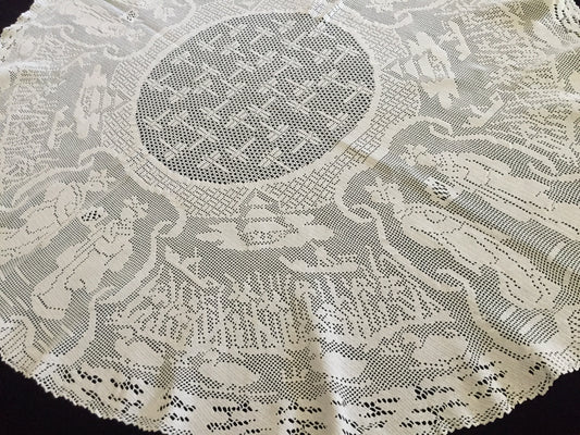 Mary Card Designed "Japanese Tea-Garden" (Chart No. 54.) Vintage Crochet Lace Luncheon Cloth