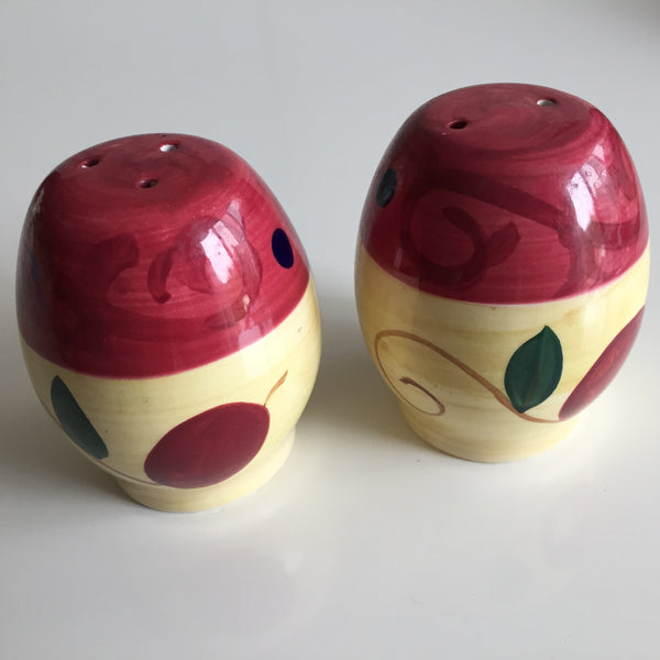 Retro Vintage Unused Ornamental Salt and Pepper Shakers with Hand Painted Olives