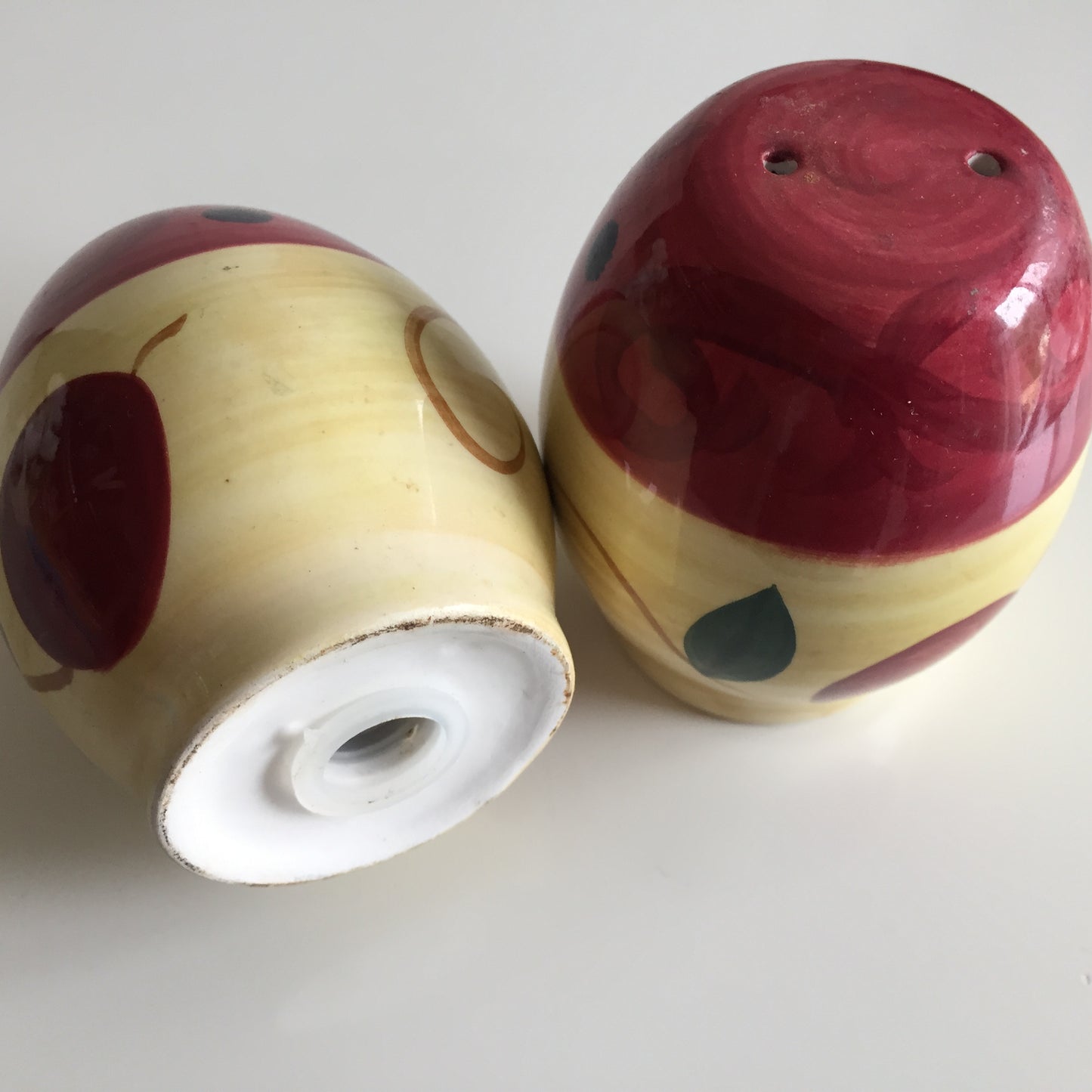 Retro Vintage Unused Ornamental Salt and Pepper Shakers with Hand Painted Olives