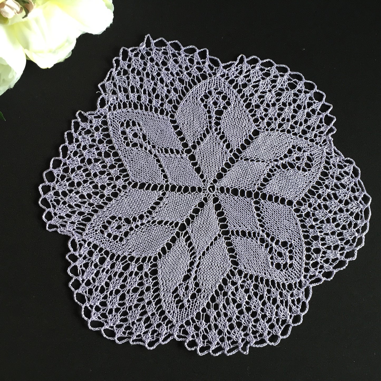 Assorted Hand-Knitted Purple Cotton Lace Doily Mid Century Vintage