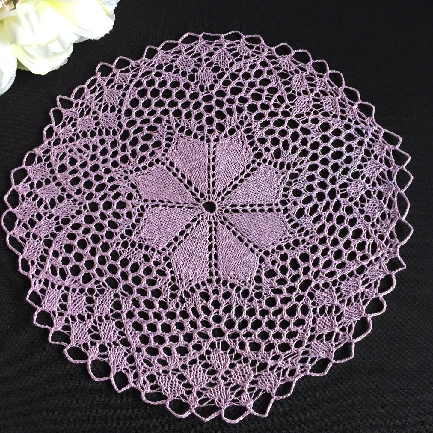 Assorted Hand-Knitted Purple Cotton Lace Doily Mid Century Vintage