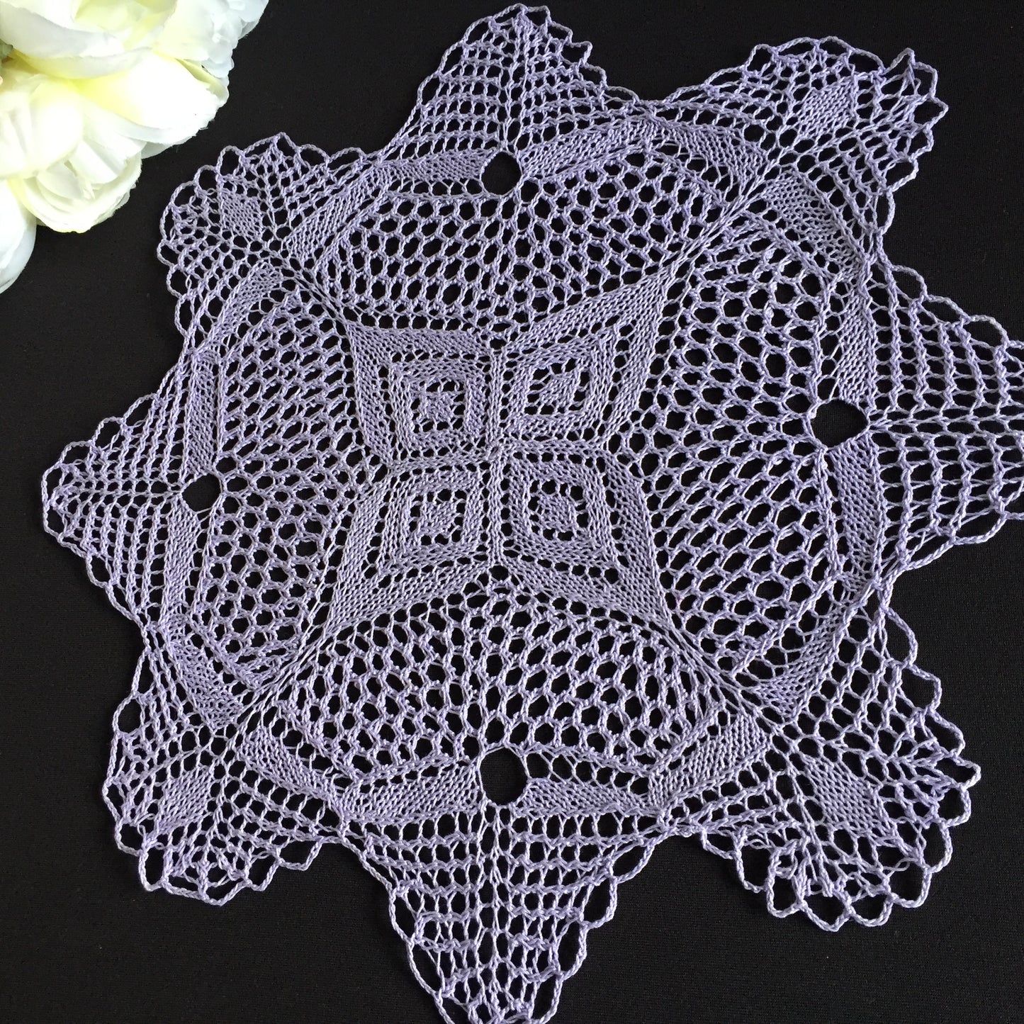 Assorted Hand-Knitted Purple Cotton Lace Doily Mid Century Vintage