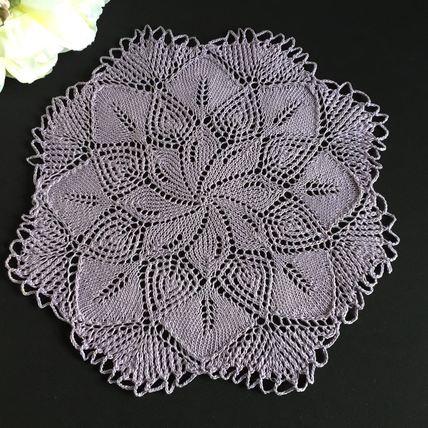 Assorted Hand-Knitted Purple Cotton Lace Doily Mid Century Vintage