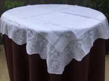 Load image into Gallery viewer, Mary Card &quot;LABURNUM&quot; Crochet Lace and Linen Vintage Tablecloth Weldons Publication 1930s