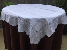 Load image into Gallery viewer, Mary Card &quot;LABURNUM&quot; Crochet Lace and Linen Vintage Tablecloth Weldons Publication 1930s