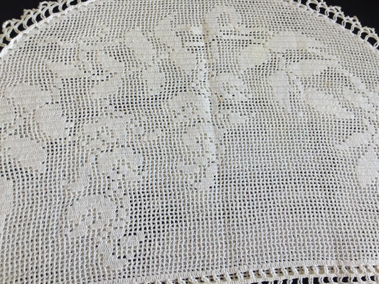 Collectible Mary Card Tea Cosy "LABURNUM" 1930s Filet Crochet Lace Teapot Cover