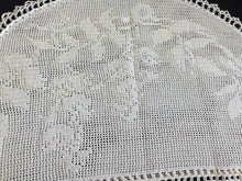 Load image into Gallery viewer, Collectible Mary Card Tea Cosy &quot;LABURNUM&quot; 1930s Filet Crochet Lace Teapot Cover