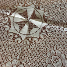 Load image into Gallery viewer, Round Unused Lace Tablecloth with Maltese Cross and Rose Design