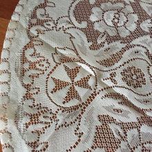 Load image into Gallery viewer, Round Unused Lace Tablecloth with Maltese Cross and Rose Design