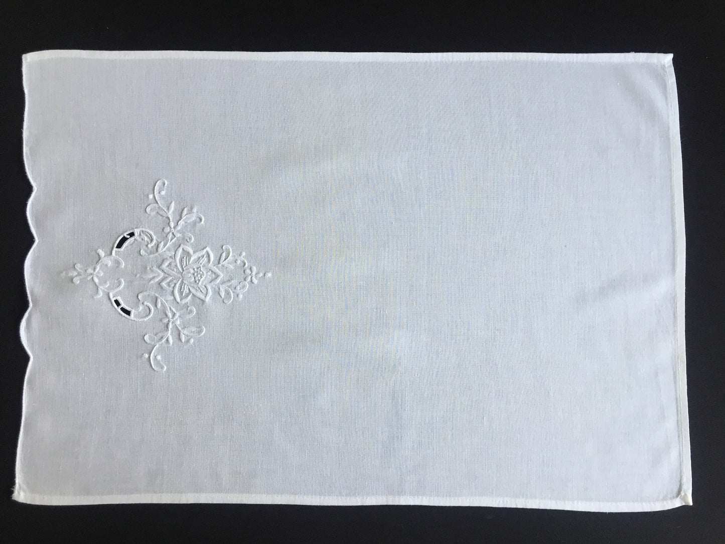 Vintage Madeira Hand Embroidered Cotton Guest Towel