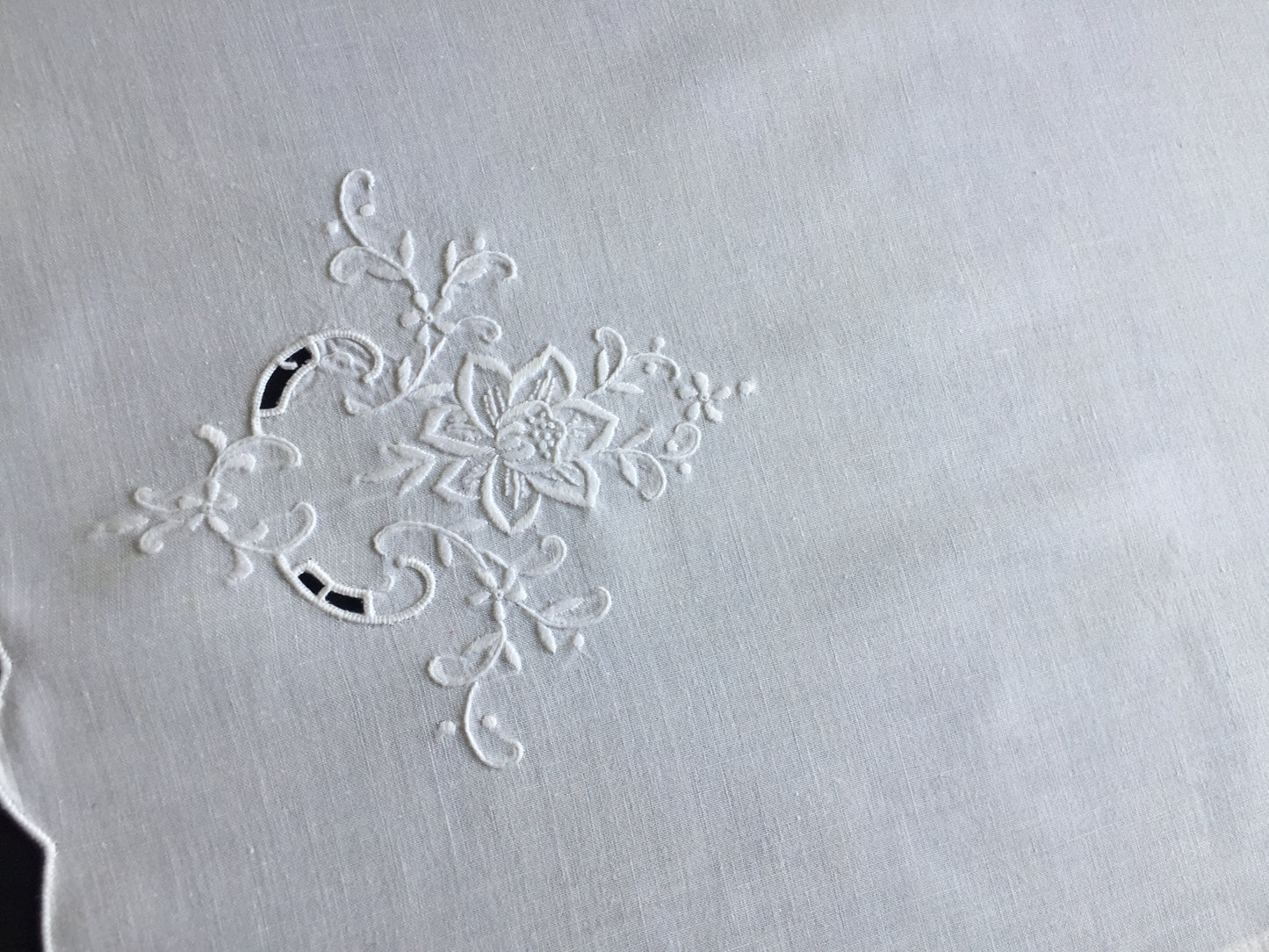 Vintage Madeira Hand Embroidered Cotton Guest Towel
