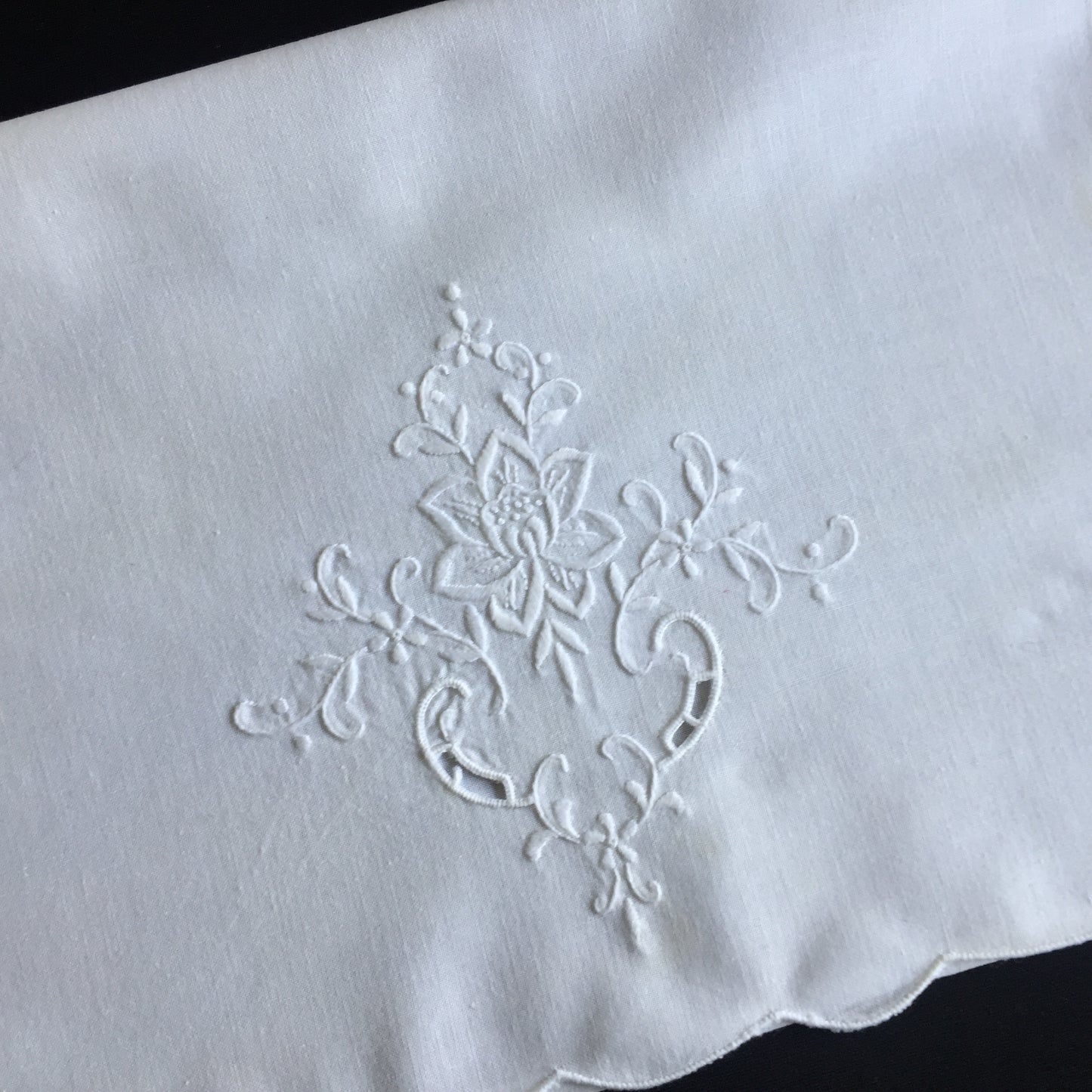 Vintage Madeira Hand Embroidered Cotton Guest Towel
