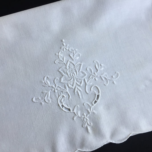Vintage Madeira Hand Embroidered Cotton Guest Towel