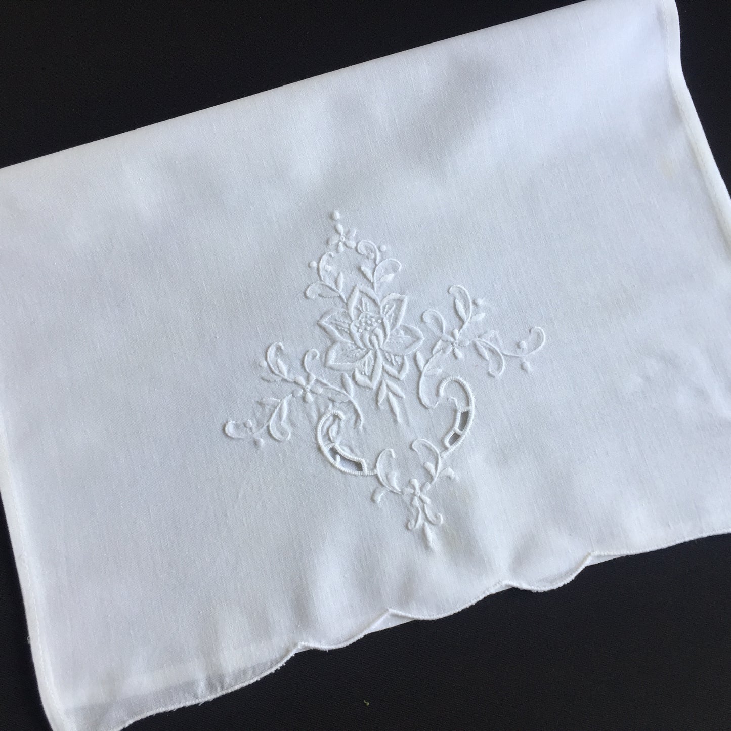 Vintage Madeira Hand Embroidered Cotton Guest Towel