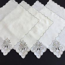 Load image into Gallery viewer, A Set of 4 Madeira Embroidered Cloth Napkins with Scalloped Edging