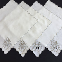 Load image into Gallery viewer, A Set of 4 Madeira Embroidered Cloth Napkins with Scalloped Edging