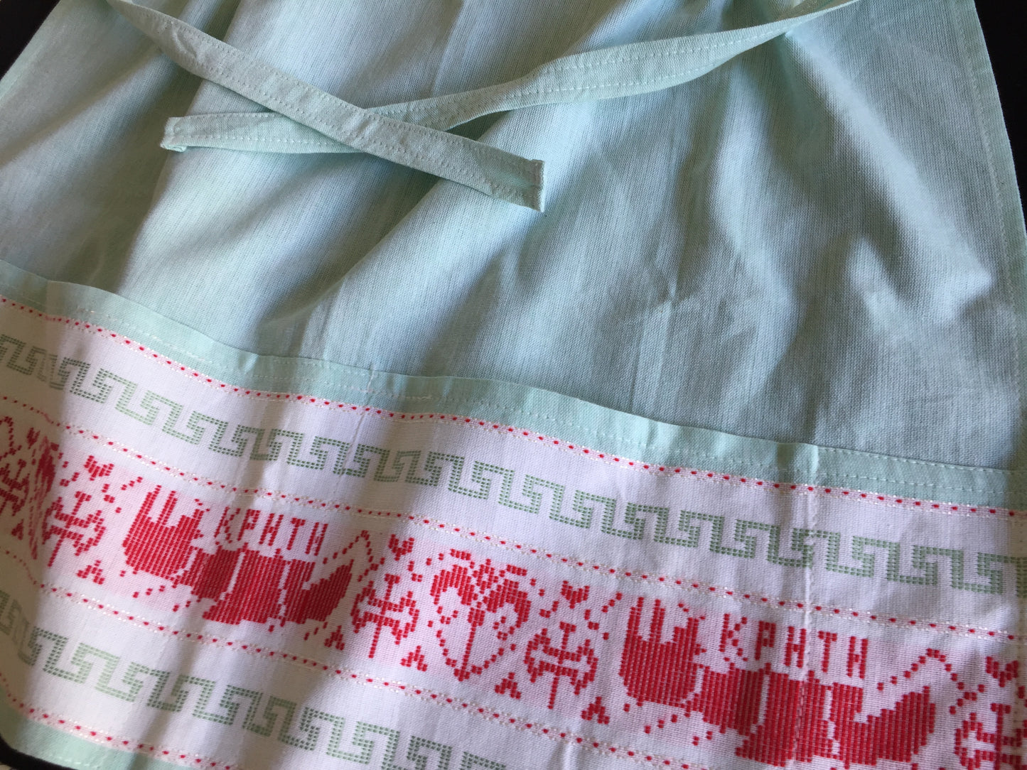 Handwoven Mediterranean Classic Traditional Cretan Kitchen Half-Apron