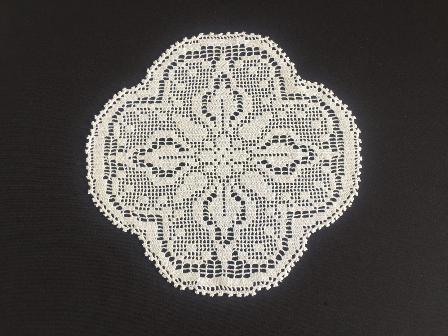 Mary Card Designed "LILY  of the VALLEY d'oyley" Art Deco Filet Crochet Lace Doily English Chart No 83 (1939)