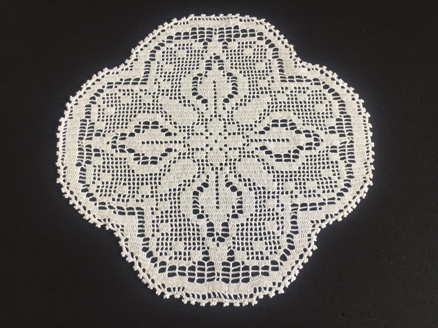 Mary Card Designed "LILY  of the VALLEY d'oyley" Art Deco Filet Crochet Lace Doily English Chart No 83 (1939)