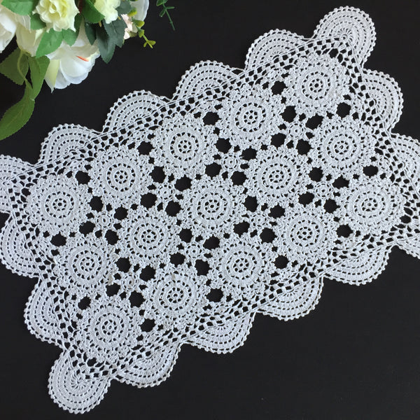 Vintage Crocheted Lace Placemat | Handmade White Cotton Doily