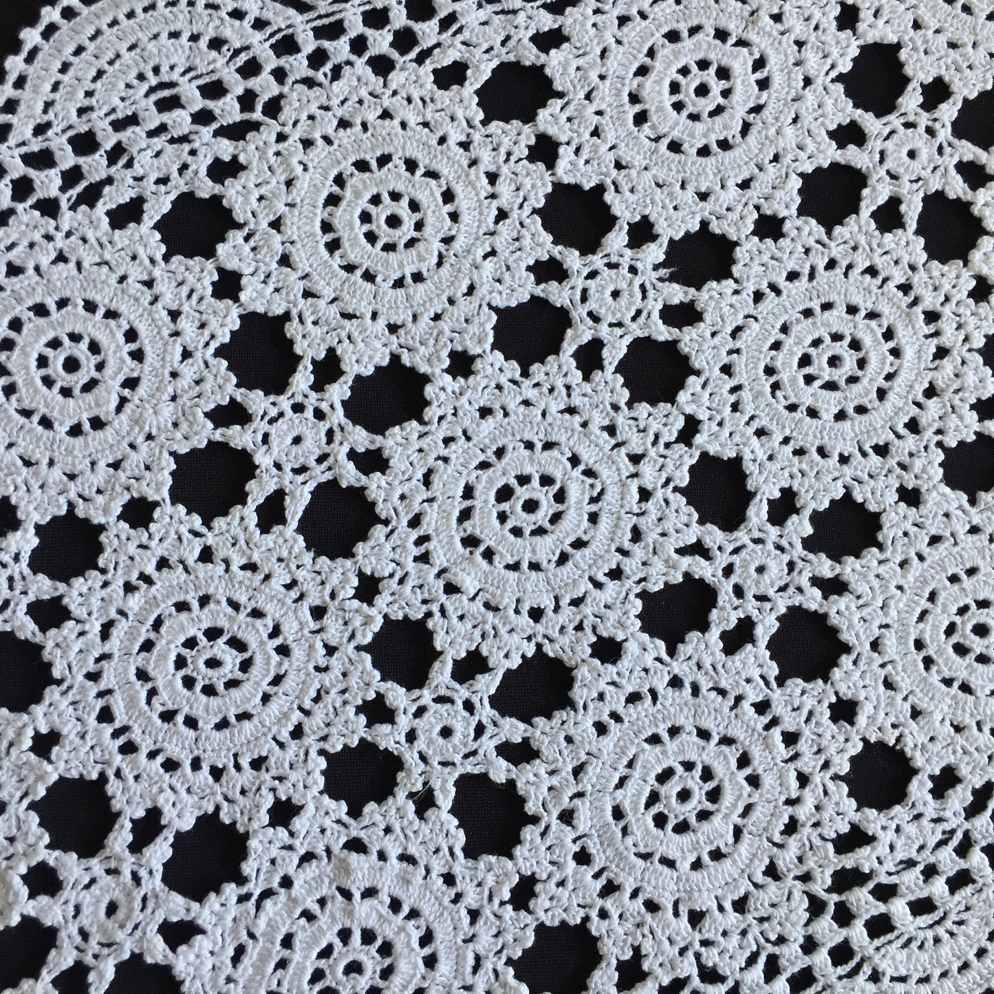 Vintage Crocheted Lace Placemat | Handmade White Cotton Doily