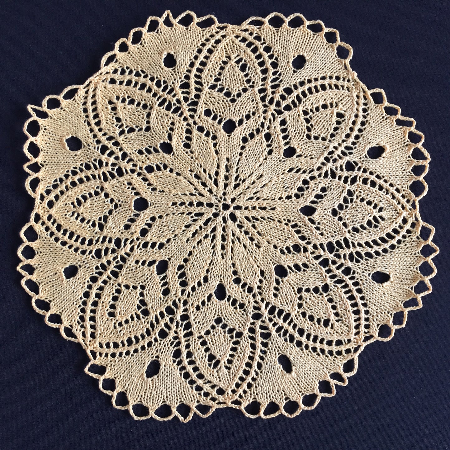 Vintage Hand-Knitted Cotton Lace Table Centre Doily