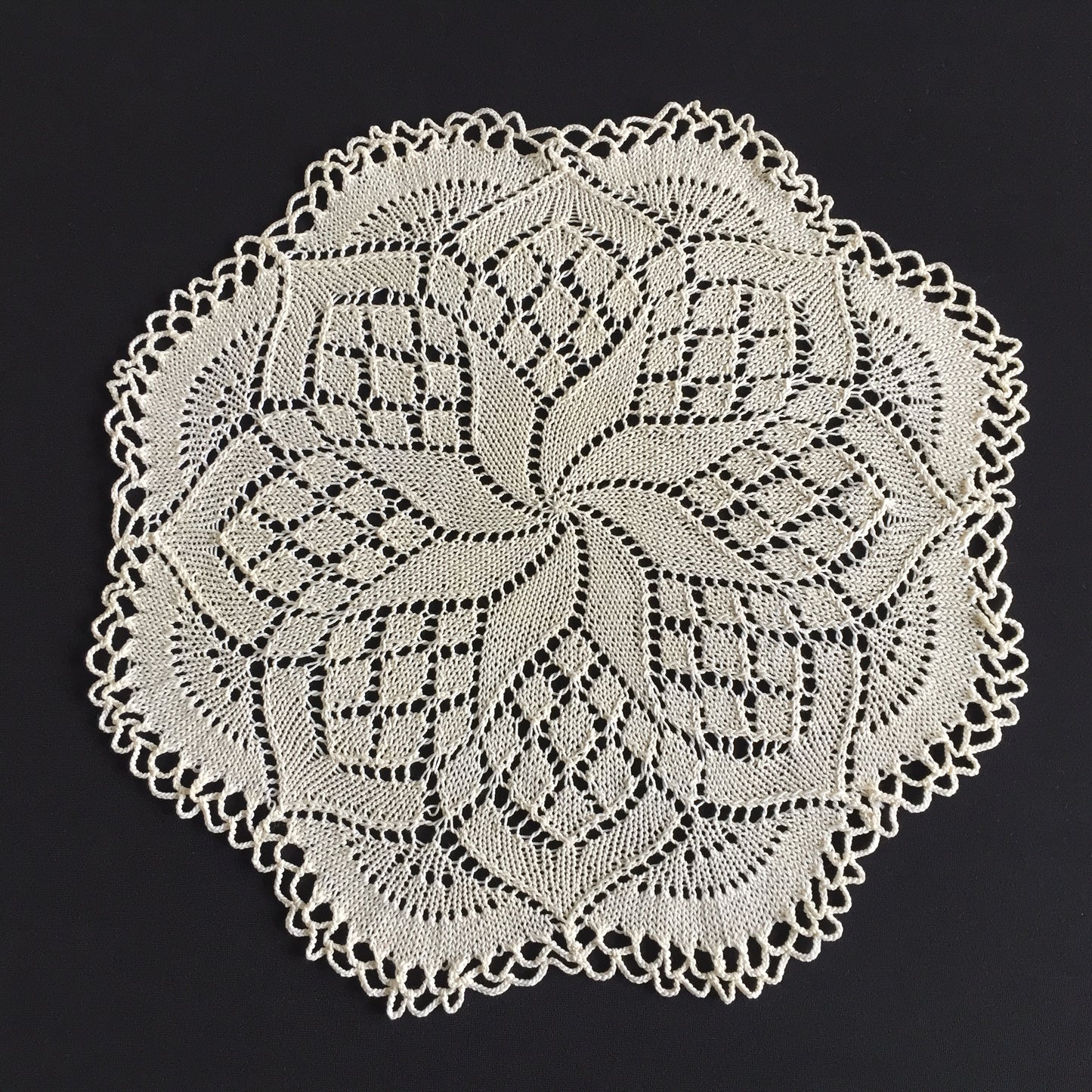 Vintage Hand-Knitted Cotton Lace Table Centre Doily
