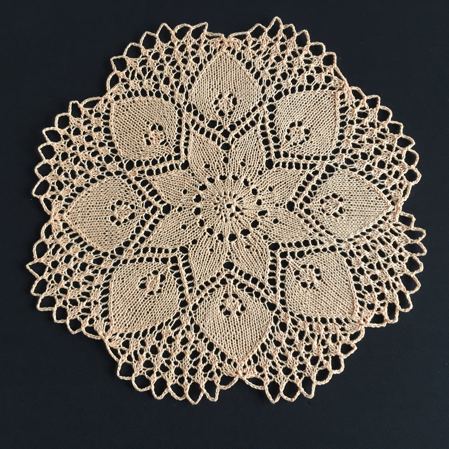 Vintage Hand-Knitted Cotton Lace Table Centre Doily