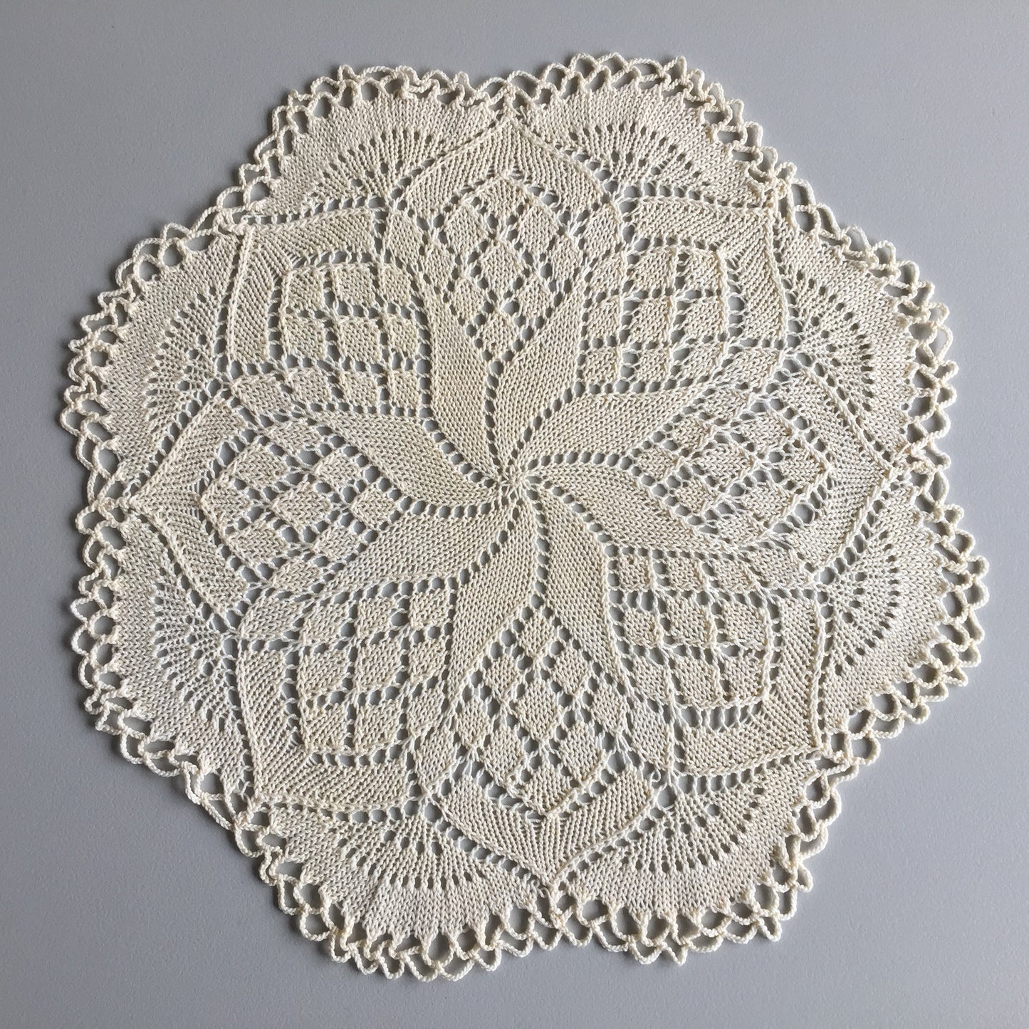 Vintage Hand-Knitted Cotton Lace Table Centre Doily