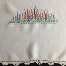 Load image into Gallery viewer, Vintage Hand Embroidered Table Centrepiece | Pillow Sham with Crocheted Cotton Lace Trim