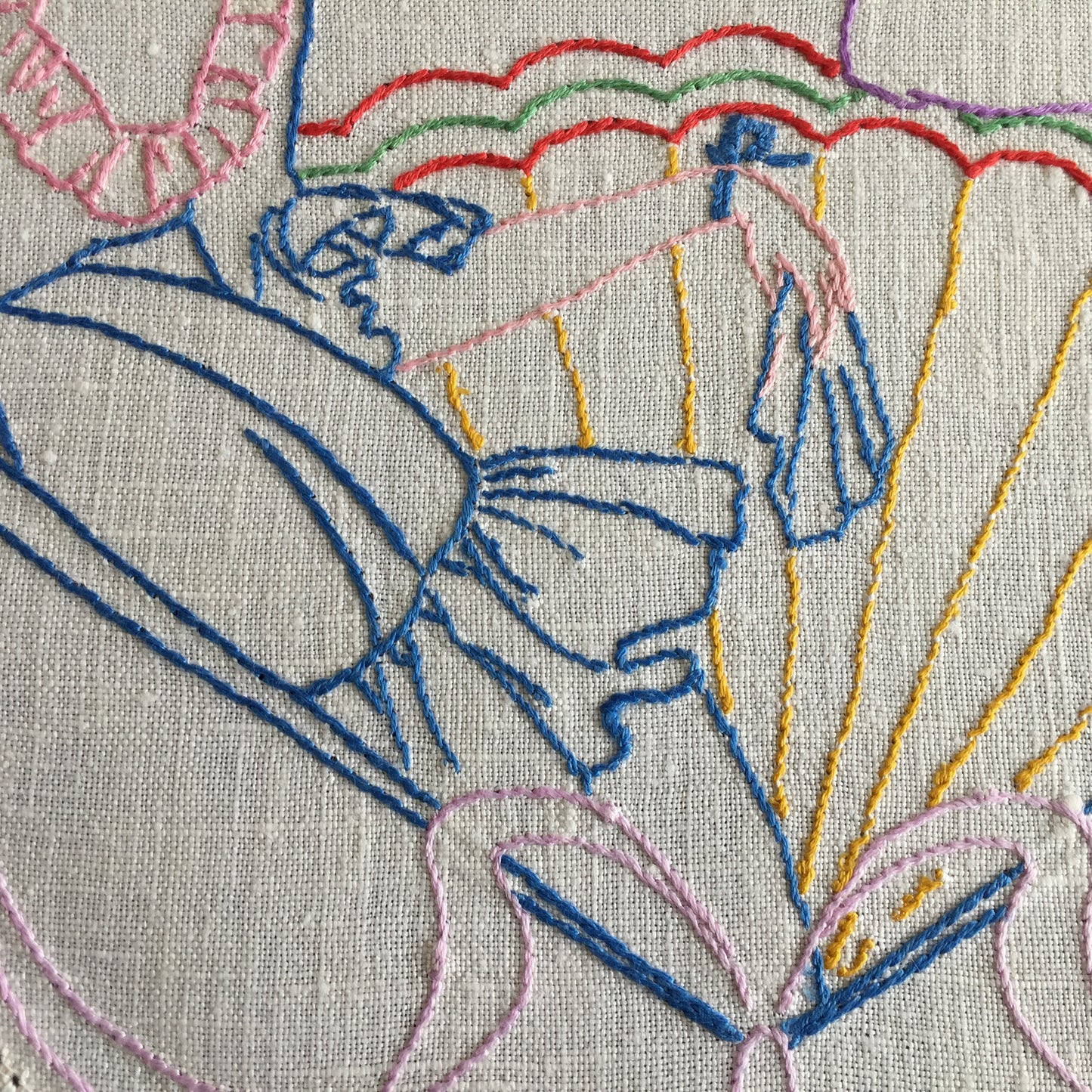 Australian Vintage Large Hand Embroidered Linen Doily